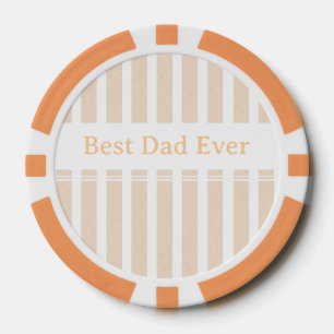 Elegant Striped Best Dad Ever Personalized Poker Chips