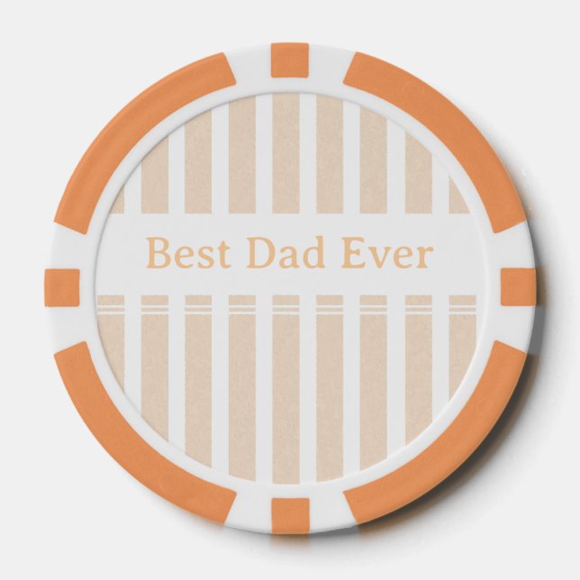 Elegant Striped Best Dad Ever Personalized Poker Chips (Front)