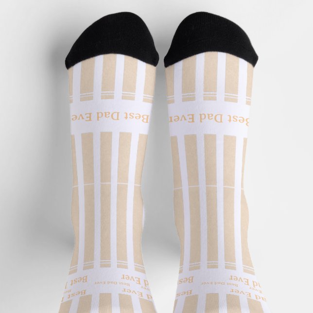 Elegant Striped Best Dad Ever Personalized Socks (Top)