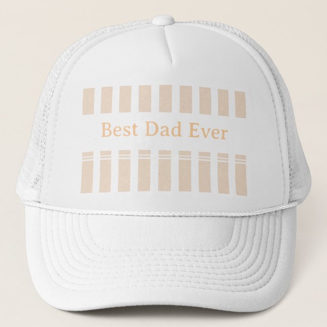 Elegant Striped Best Dad Ever Personalized Trucker Hat (Front)