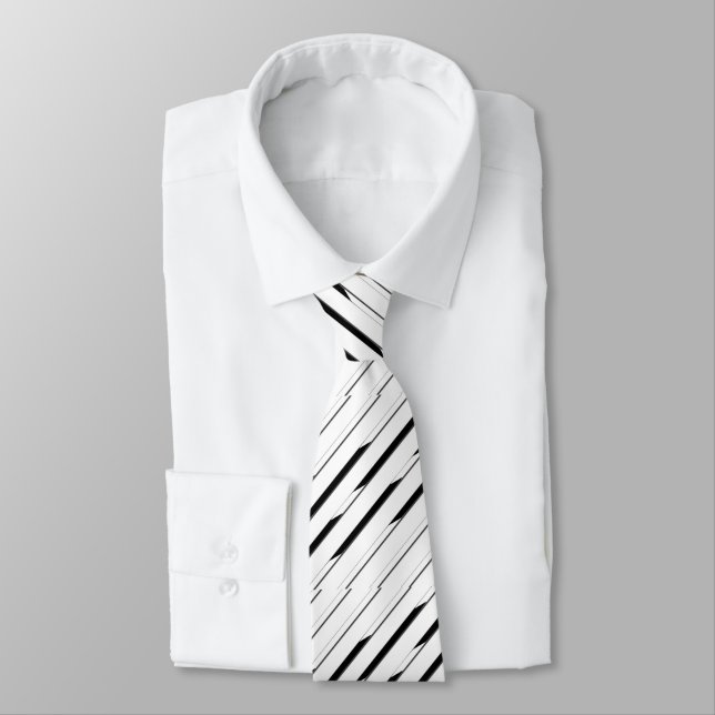 Elegant Striped Black and White Tie (Tied)