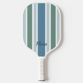 Elegant Striped Blue and Green Pickleball Paddle