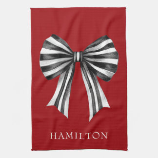 Elegant Striped Bow Kitchen Towel
