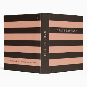 Elegant Striped Custom Monogram Thesis Binder
