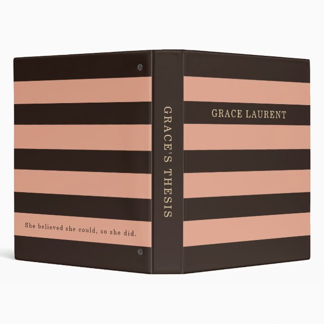 Elegant Striped Custom Monogram Thesis  Binder (Background)