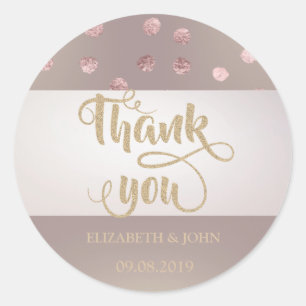 Elegant Striped Dots Thank You Wedding Sticker