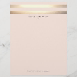 Elegant Striped FAUX Gold and Pink Letterhead