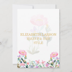 Elegant Striped Floral Beauty Artist Hair and Make Invitation