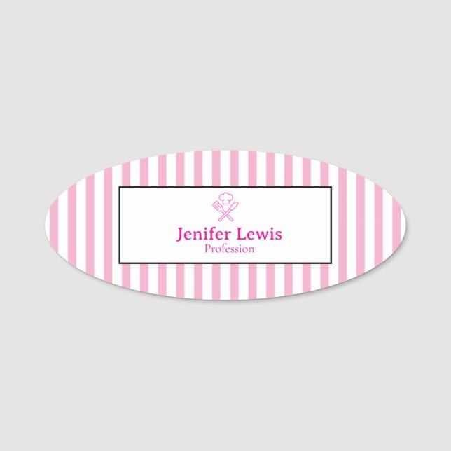 Elegant Striped Name Tag (Front)