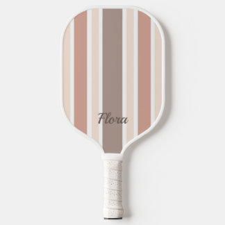 Elegant Striped Peach and Brown Pickleball Paddle