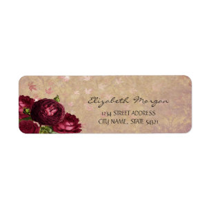 Elegant Striped Watercolor Roses Address Label