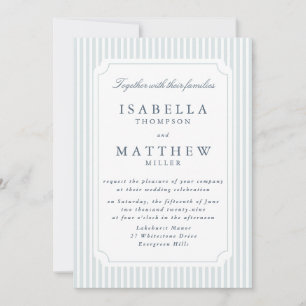 Elegant Striped Wedding Invitation Classic Frame