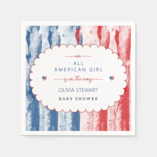 Elegant Stripes and stars 4th July Baby Shower Napkin