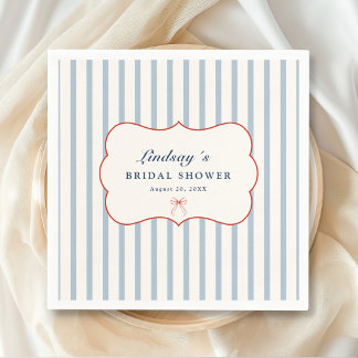 Elegant Stripes Bow Bridal Shower Napkin
