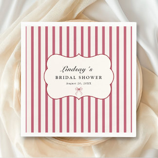 Elegant Stripes Bow Bridal Shower Napkin