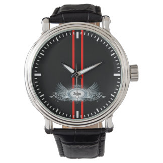 Elégant Stripes De Course Personnalisée Montre Hom
