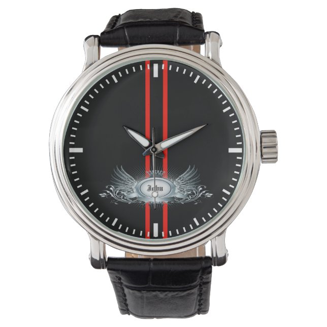 Elégant Stripes De Course Personnalisée Montre Hom (devant)