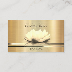 Elegant Stripes Gold Lotus Business Card