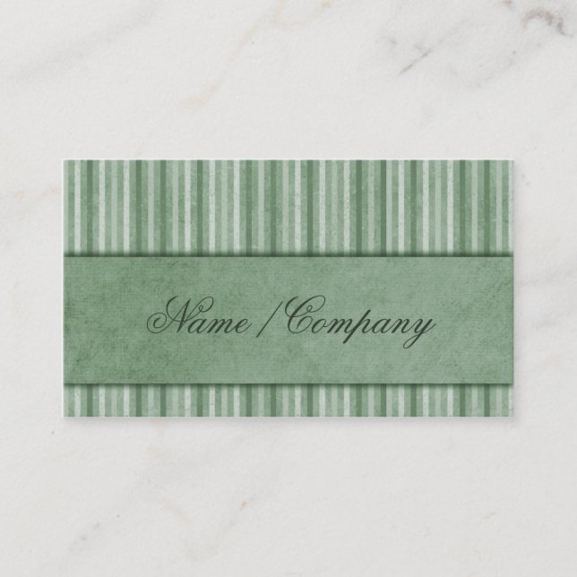 Elegant Stripes Green Business Card (Front)