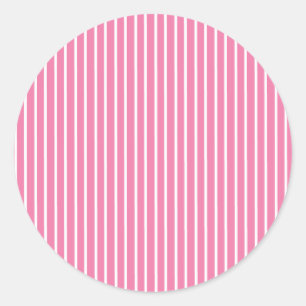 Elegant Stripes White - Fuchsia Pink Classic Round Sticker