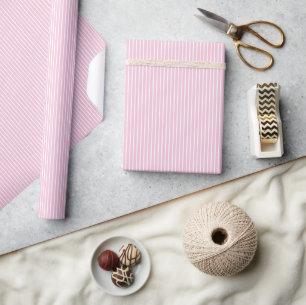 Elegant Stripes White - Light Pink Wrapping Paper
