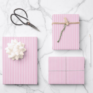 Elegant Stripes White - Light Pink  Wrapping Paper Sheet