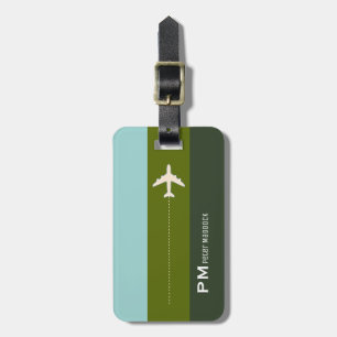 elegant stripes with airplane, custom travel luggage tag