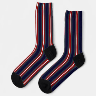 Elegant Stripey Stripes Navy Blue Burgundy For Him Socks