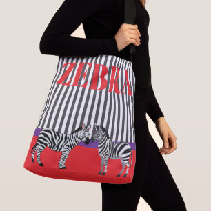 Elegant stripped pattern with Zebra Red purple Crossbody Bag