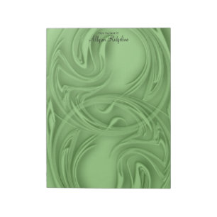 Elegant Strokes Over Green Abstract Notepad