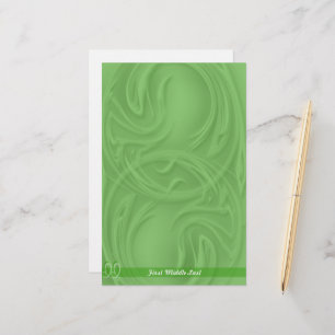 Elegant Strokes Over Green Abstract Personalized Stationery