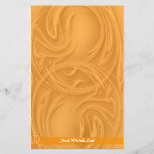 Elegant Strokes Over Orange Abstract Personalized Stationery