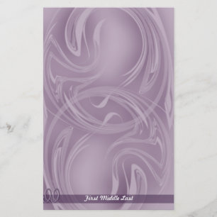 Elegant Strokes Over Purple Abstract Personalized Stationery