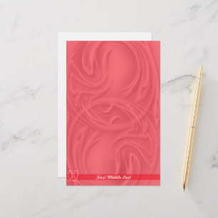 Elegant Strokes Over Red Abstract Personalized Stationery