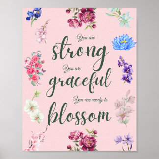 Elegant Strong Graceful Blossom Floral Pink Poster
