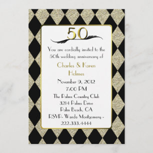 Elégant style Art déco Invitation 50e anniversaire