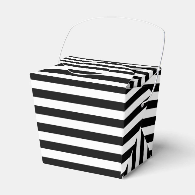 Elegant Style Chic Black and white stripes pattern Favor Box (Front Side)