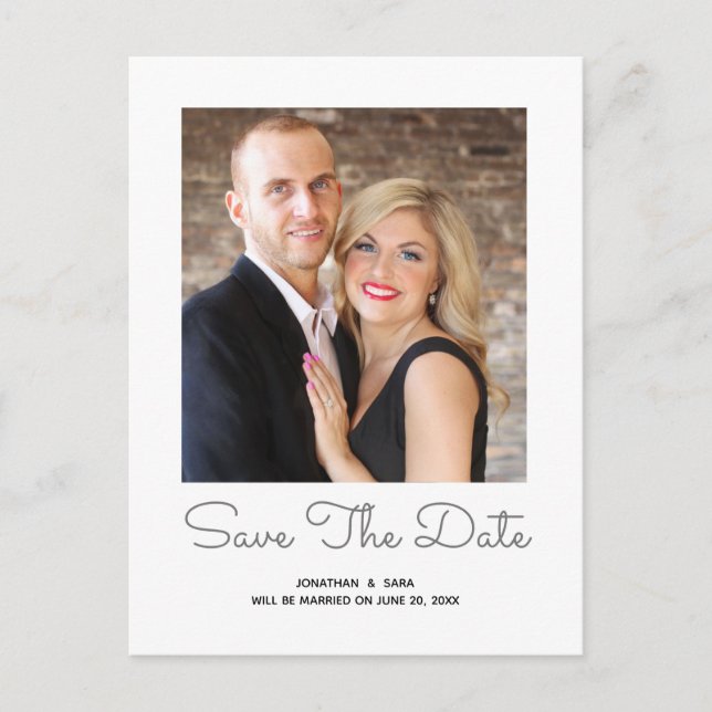 Elegant Style | Photo Save The Date Announcement Postcard (Front)