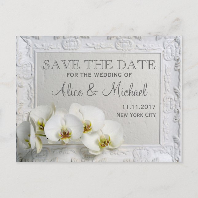 Elegant style wedding Save the date Announcement Postcard (Front)