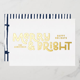 elegant stylish All is bright Christmas Foil Holid Holiday Card
