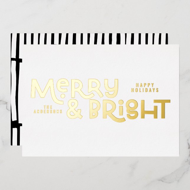 elegant stylish All is bright Christmas  Foil Holiday Card (Front/Back)