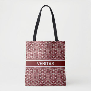 Elegant stylish belt & star pattern on burgundy tote bag
