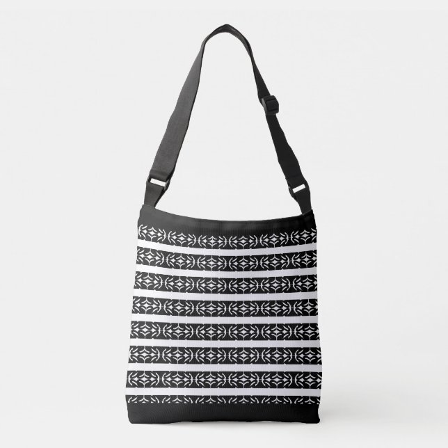 Elegant Stylish Black and White Pattern Crossbody Bag (Front)