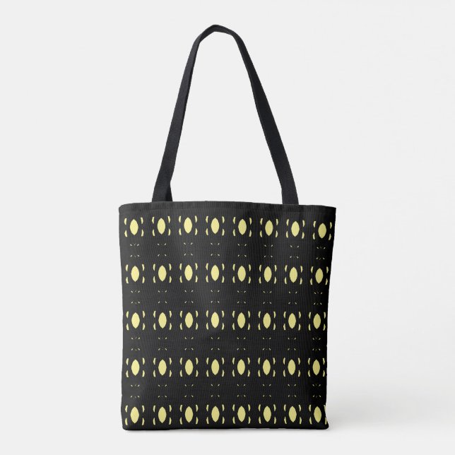 Elegant Stylish Black and Yellow Oval Pattern Tote Bag (Back)