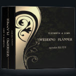 Elegant Stylish Black Damask  Gold  Swirl  Wedding Binder<br><div class="desc">Elegant chic black damask and gold swirl  wedding planner.</div>