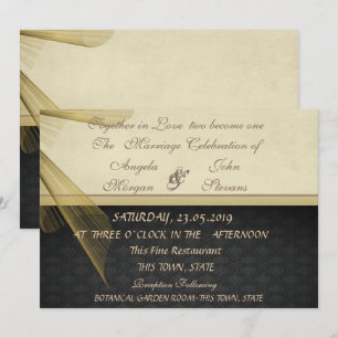Elegant Stylish Black Damask  Wedding Invitation