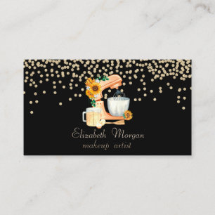 Elegant Stylish Black Diamonds Mixer Sunflowers Business Card