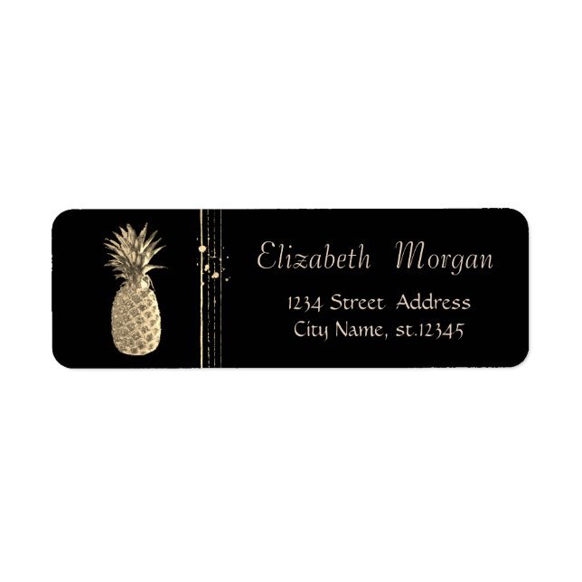 Elegant Stylish,Black,Gold Pineaple (Front)