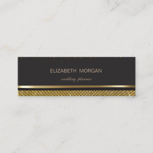 Elegant Stylish Black , Gold Sequins,Foil Confetti Mini Business Card