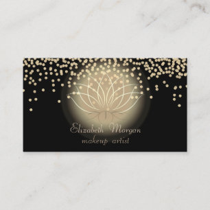 Elegant Stylish Black Shiny Diamonds Lotus Business Card